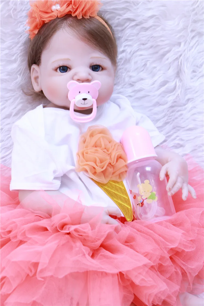 Bebe Silicone reborn baby doll toys lifelike 22inch girl body newborn babies toddler princess dolls child birthday gift boneca