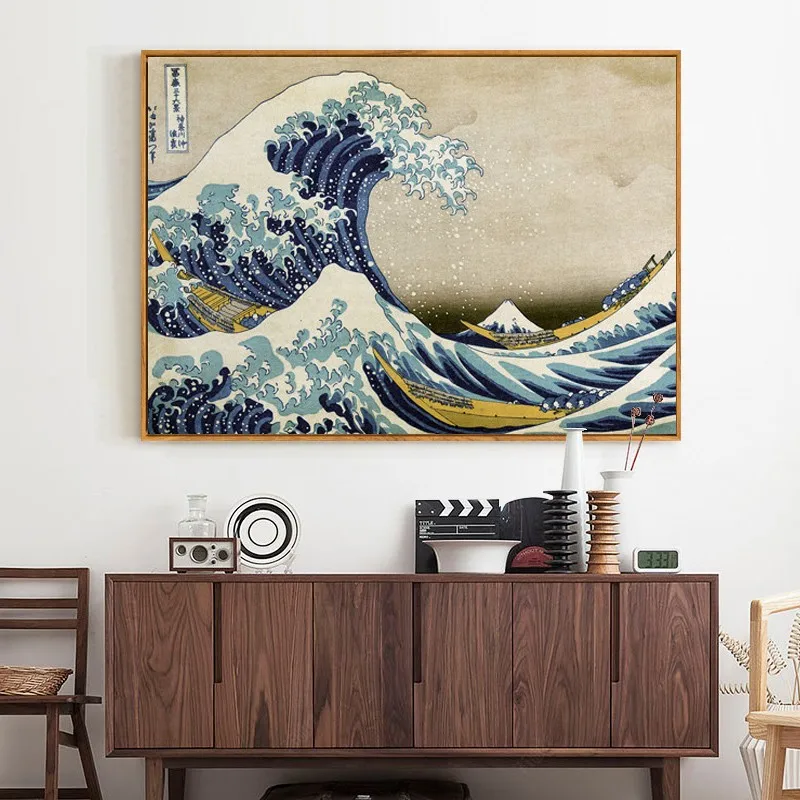 EECAMAIL Diamond Embroidered Japanese Restaurant Diamond Painting Kanagawa Surf Stickers Cross-stitch Full Diamond Masonry Paint