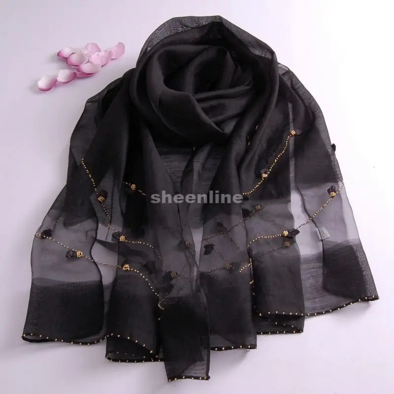 

7 Designs Top Quality Silk Beading 3D Flower Embroidery Shawl Ethnic Pashmina Long Scarf Light Scarf Wrap Spring Autumn Use