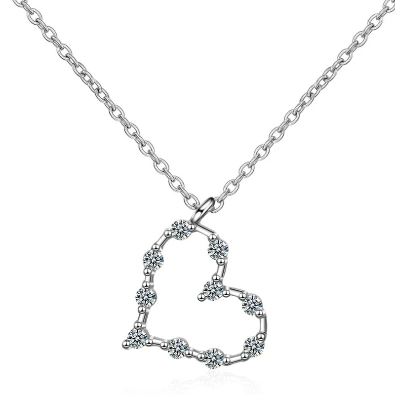 KOFSAC New Trendy 925 Silver Necklaces For Women Jewelry Exquisite Zircon Hollow Love Heart Torque Necklace Female Accessories