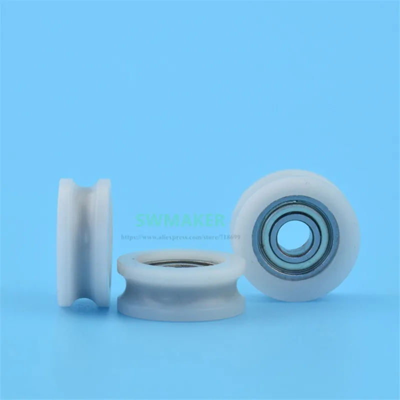 1pcs 4*15*6mm Nylon-coated plastic micro-bearing pulley, movable door and window, concave U-grooved guide wheel