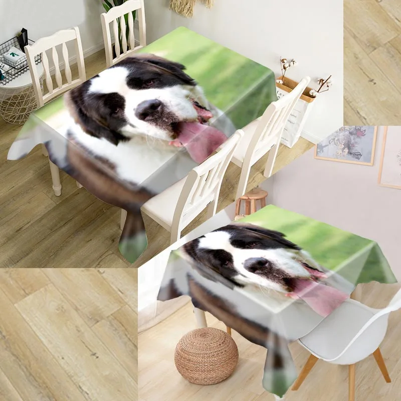 

Custom Saint Bernard Dog Table Cloth Oxford Print Rectangular Waterproof Oilproof Table Cover Square Wedding Tablecloth