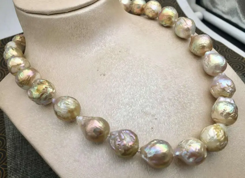 AAA HUGE PURPLE MULTICOLOR BAROQUE PEARL NECKLACE 18