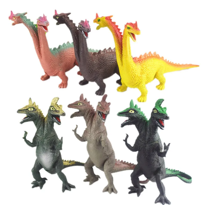 3pcs/set 25cm Simulation Dinosaur Toy Plastic Jurassic Play Two heads Dinosaur Model Action & Figures Best Gift for Boys