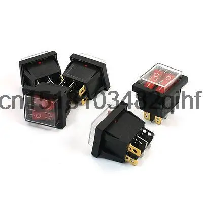 

5Pcs Two Red Light Lamp 6 Pins SPST ON/OFF Waterproof Snap in Boat Rocker Switch