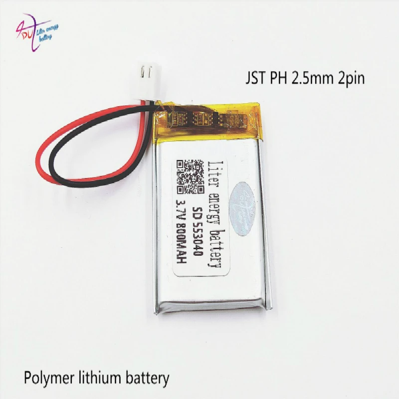 XH2.54  800mAh 553040 3.7V For Mp3 MP4 MP5 GPS mobile bluetooth tachograph toy polymer battery