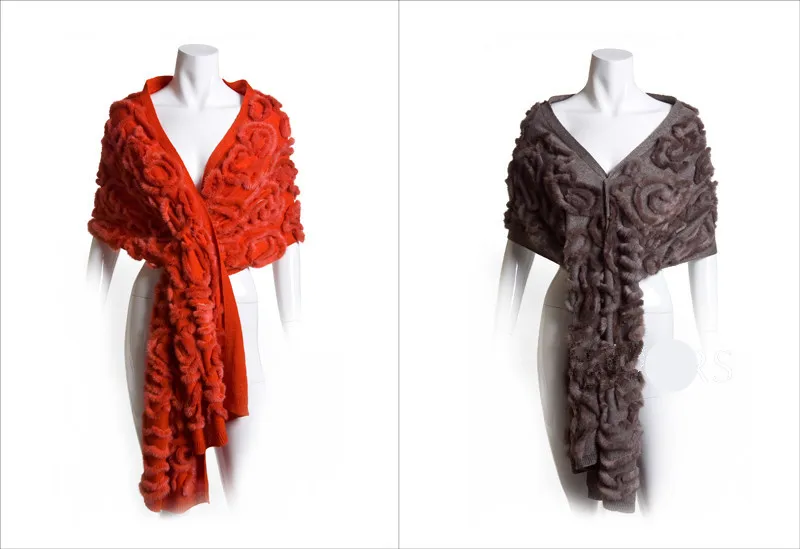 fur shawl with fur trim Women genuine mink fur and 100% pure cashmere gray red autumn winter warm elegant scarf F1218