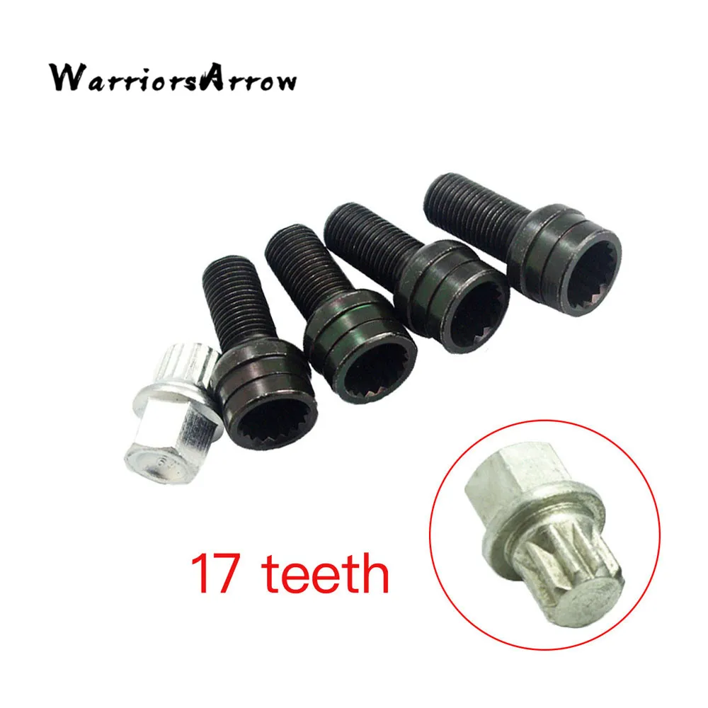 WarriorsArrow x5 Set Anti-theft Wheel Screw Bolt Lock Nut Key Adapter 17 teeth For Golf Passat For A4 A6 A8 TT 8D0601139F 006