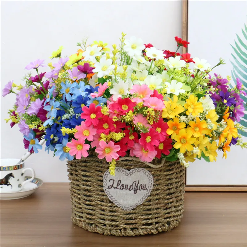 One Bouquet 7 Branch 28 Heads Cute Silk Daisy Artificial Decorative Flower DIY Wedding Floral Arrangement Home Room Table Decor 3