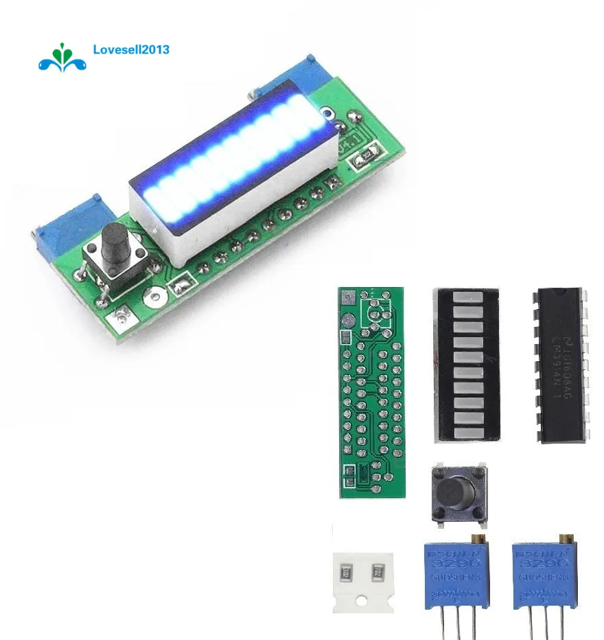 Battery Capacity Power Level LED Indicator LM3914 for Li-ion Battery 3.7V Blue