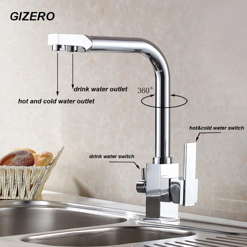 

Hot Sale High Quality US Standard Drink Water Faucet Kitchen Swivel Hot and Cold Filter Water Faucet Luxury Chrome Finshed ZR646