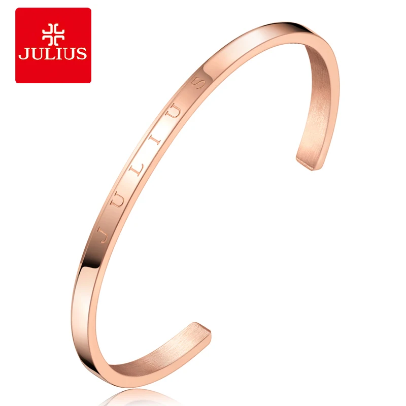 Julius Silver Rose Gold Bangle Stainless Steel Classic Bracelet High-end Women\'s Dress Accessory Classic Cuff DW-001