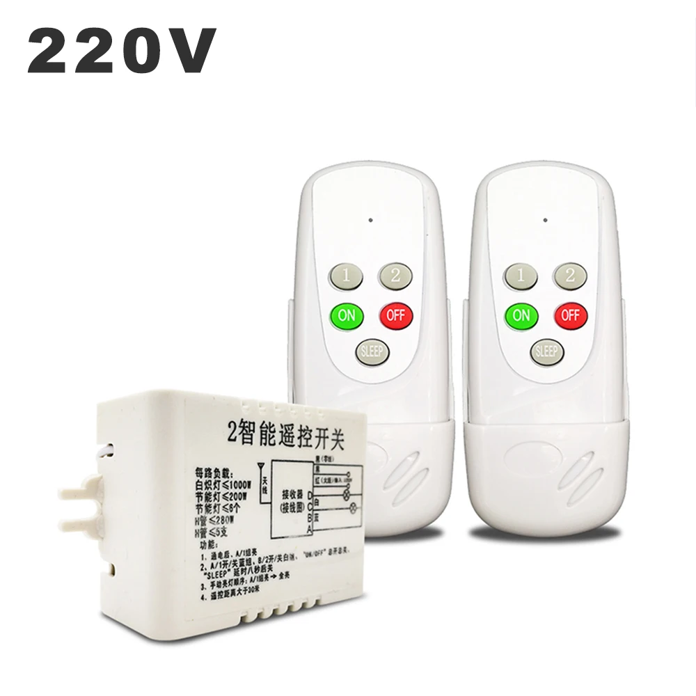 AC 220V 4 Way 5 Sections ON/OFF Multifunction Intelligent Digital Lamps Wireless Remote Control Switch for Ceiling Crystal Lamp