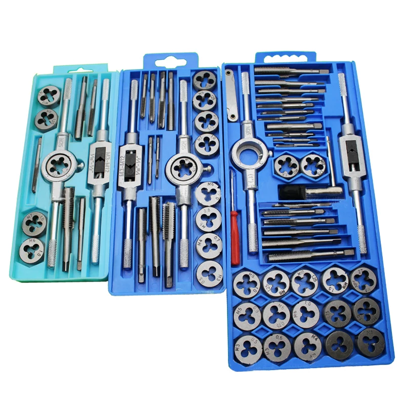 SHE.K Tap and Die Set M3-M12 Screw Thread Metric Plugs Taps & Tap Wrench 12pcs 20pcs 40pcs Alloy Steel Metric Tap Die Tools sets