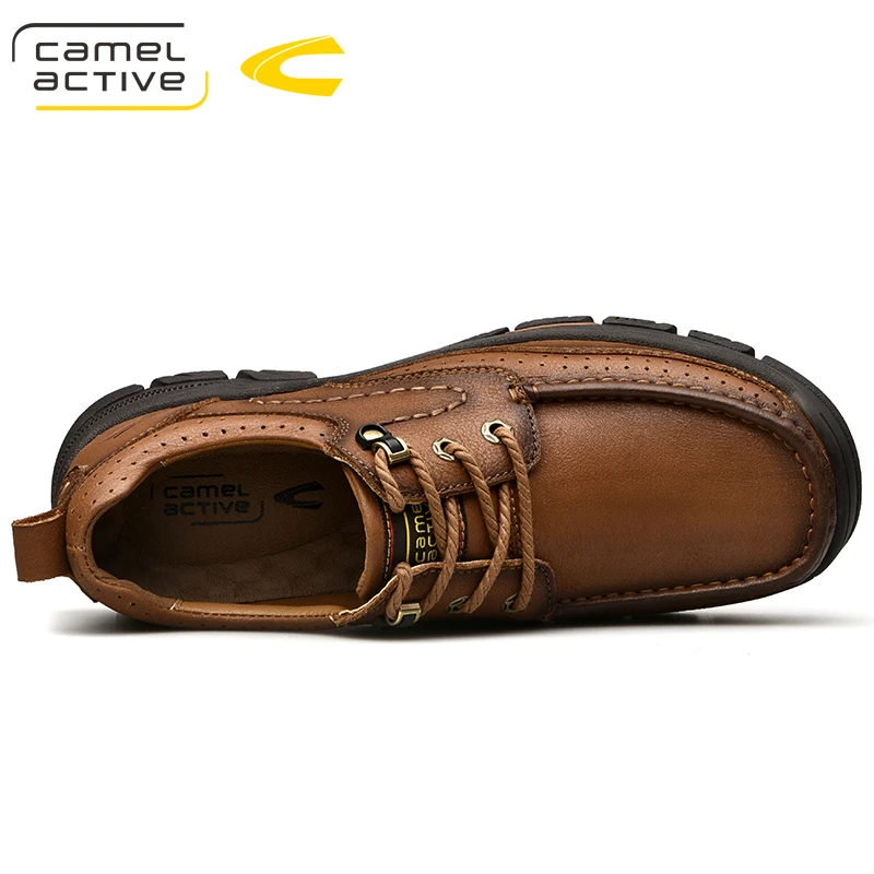 Camel Active New Mens Genuine Leather Oxfords Spring Autumn Waterproof Moccasins Lace-Up Men Casual Shoes Outdoors Man Shoes