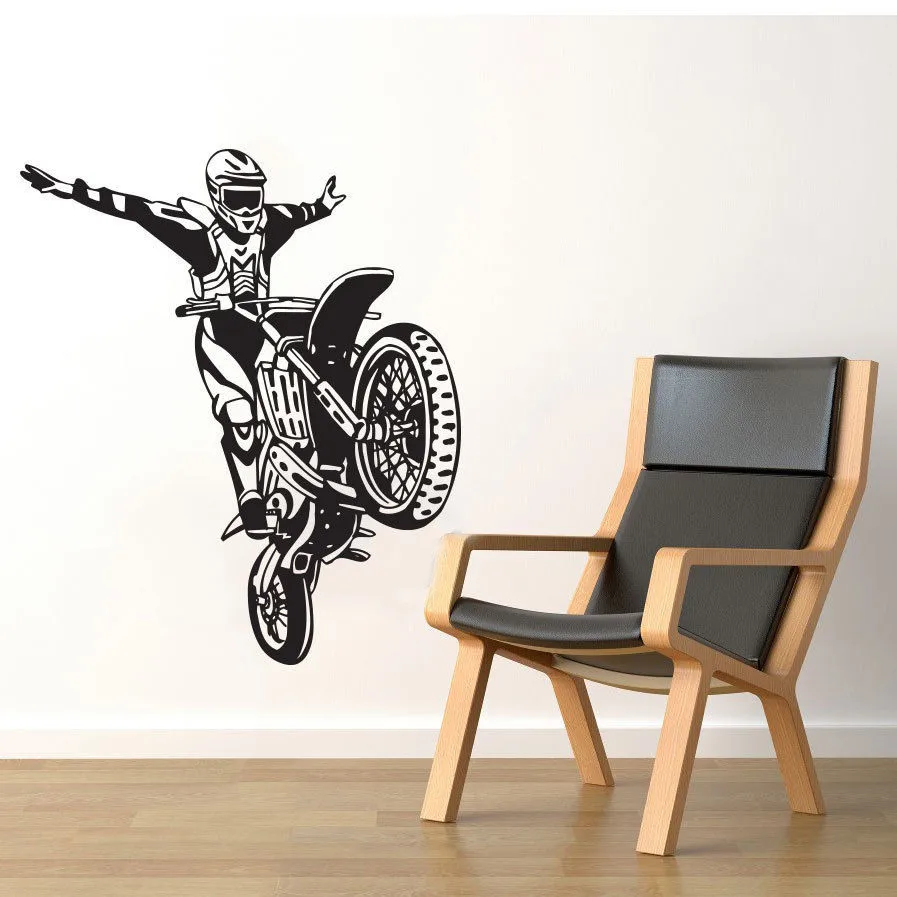 POOMOO Wat Sticker Dirt Bike Motorcycle Motocross Stunt Wall Decal Decor Vinyl Art Sticker 70x60cm