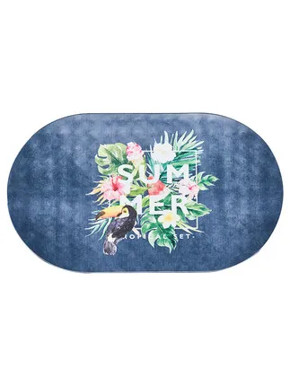 

Anti-Skid Oval Bath Mat, Bathroom Carpet, Special Suction Cup, Green Flower Mat