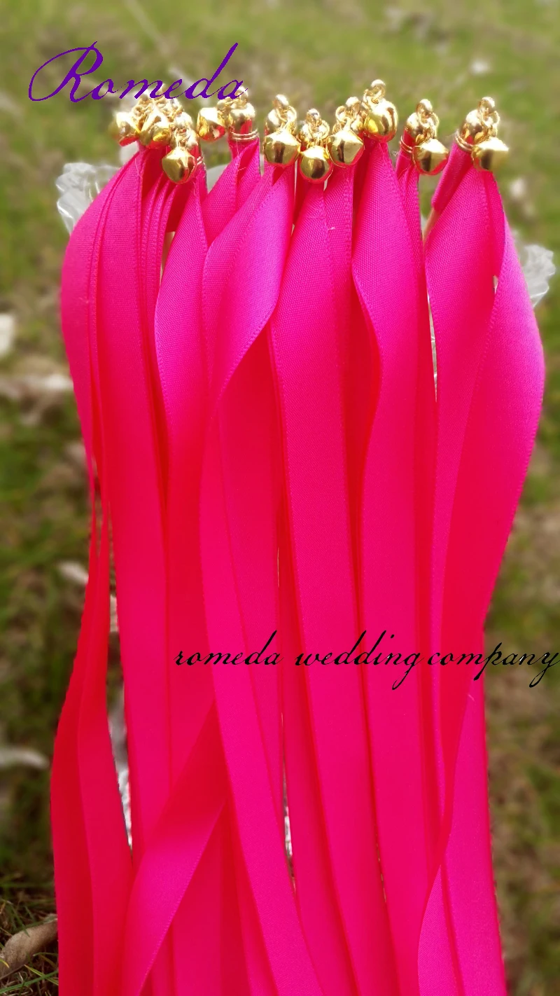 Free Shipping(50pcs/lot)  Fushia Stain Ribbon Wands Wedding Wands stickers For Wedding Party