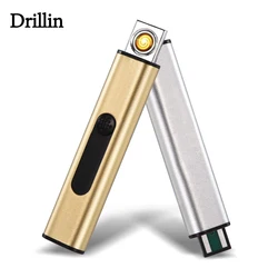 New USB Metal Lighter Portable Rechargeable Cigarette Lighters Charging Electric Windproof Metal Fire Smoker Gift