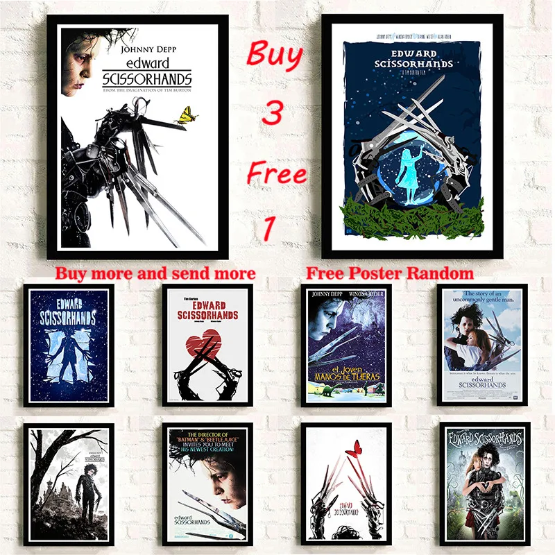 Classic movie Edward Scissorhands Classic Coated paper bar home decoration wall sticker Frameless