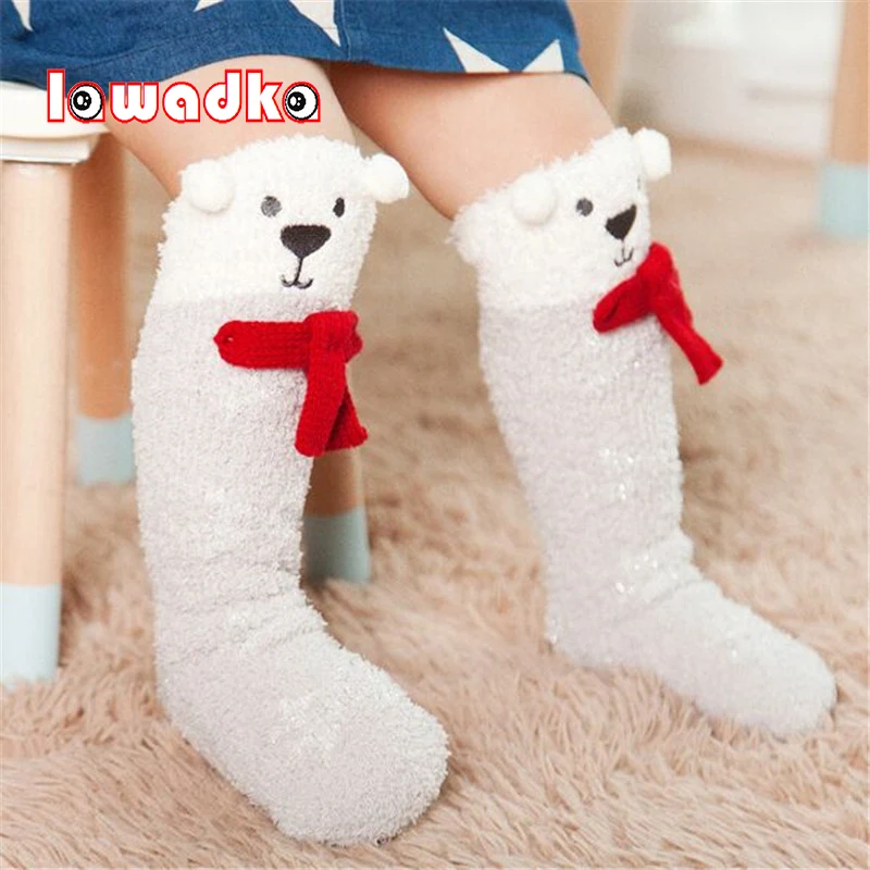 Lawadka 2-8T Coral fleece Cute Cartoon Baby Socks Slip-resistant Christmas Children's Christmas Socks Kids