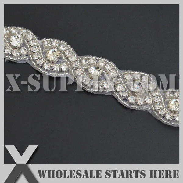 

(5yards/lot)Crystal Rhinestone Applique Trimming for Wedding Bridal Sash,Headband and Shoe/Wholesale Bulk