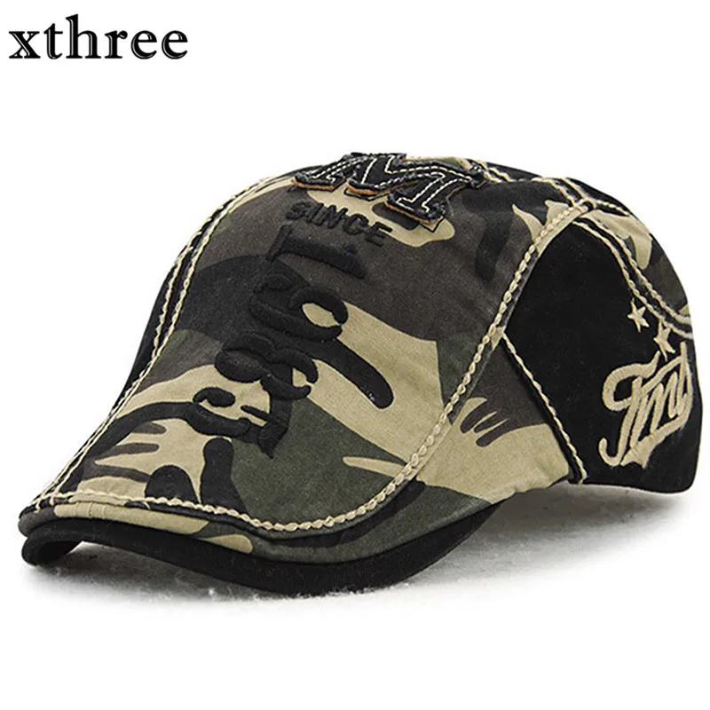 

xthree camouflage Beret Cap Visors Hats for Men and Women Sun hat Gorras Planas Flat Caps Berets