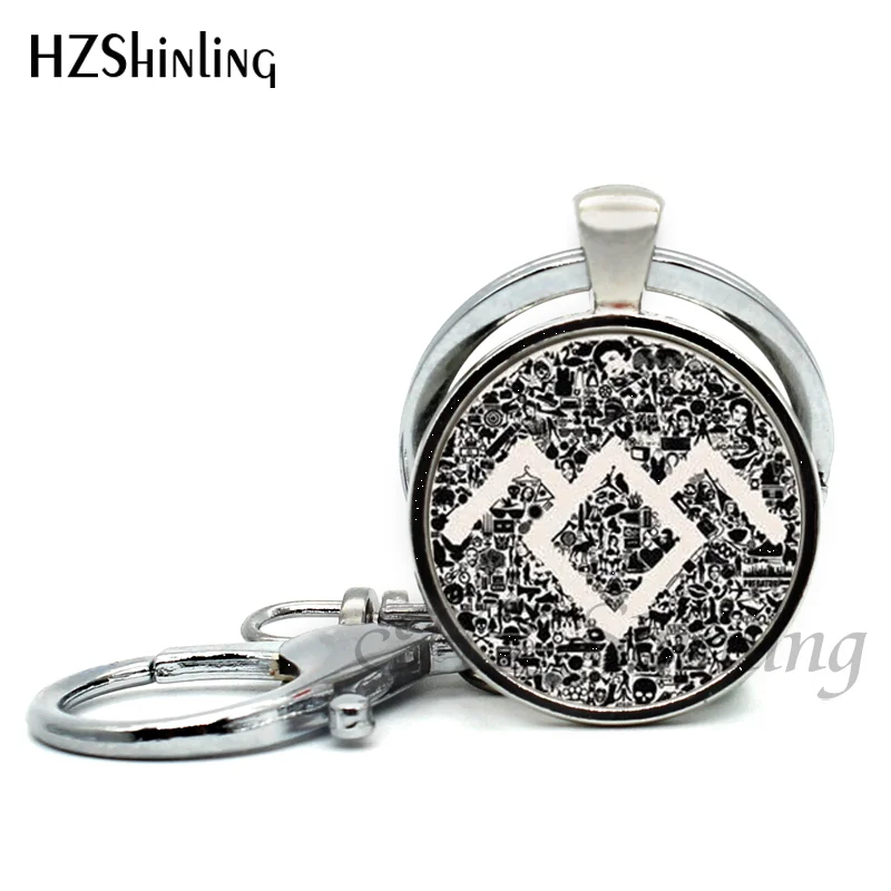 2017 New Fashion Twin Peaks Inspired Keychain Handmade Round Twin Peaks Bookhouse Boys Key Ring for Car Accessories Key Chains