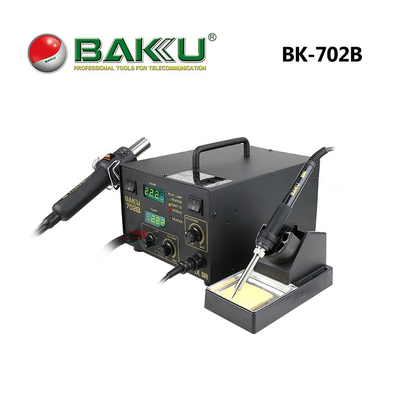 

BAKU BGA Rework Station with Soldering Iron Hot Air Gun,Dual Display ESD Safe CE Quality for Smart Phone Electric Welding Repair