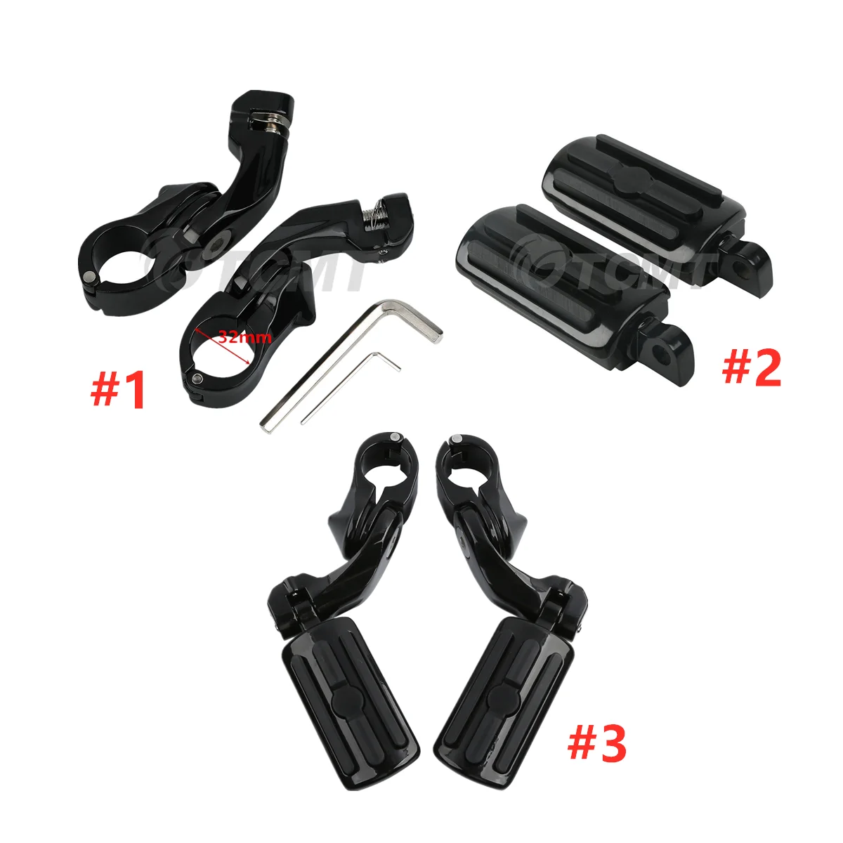 

Motorcycle 1-1/4" Highway Short Angled Foot Pegs Footpeg Mount For Harley Touring