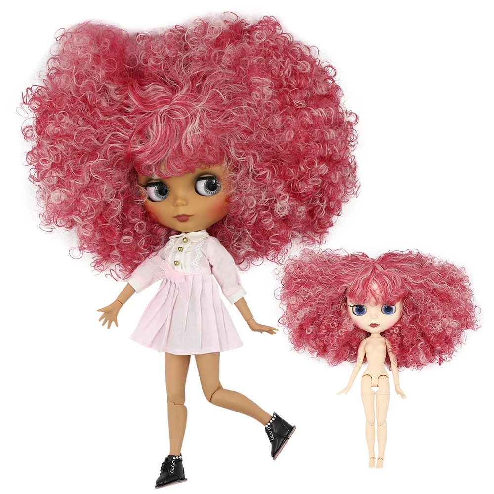 ICY DBS Blyth Doll 1/6 bjd joint body dark skin white skin matte face afro curly hair 30cm toy anime girls gift