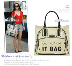 Free Shipping Fashion Cute Women Girl's White Canvas Gossip Girl IT Bag Handbag Shoulder Bag Tote Shopping Bag Purse