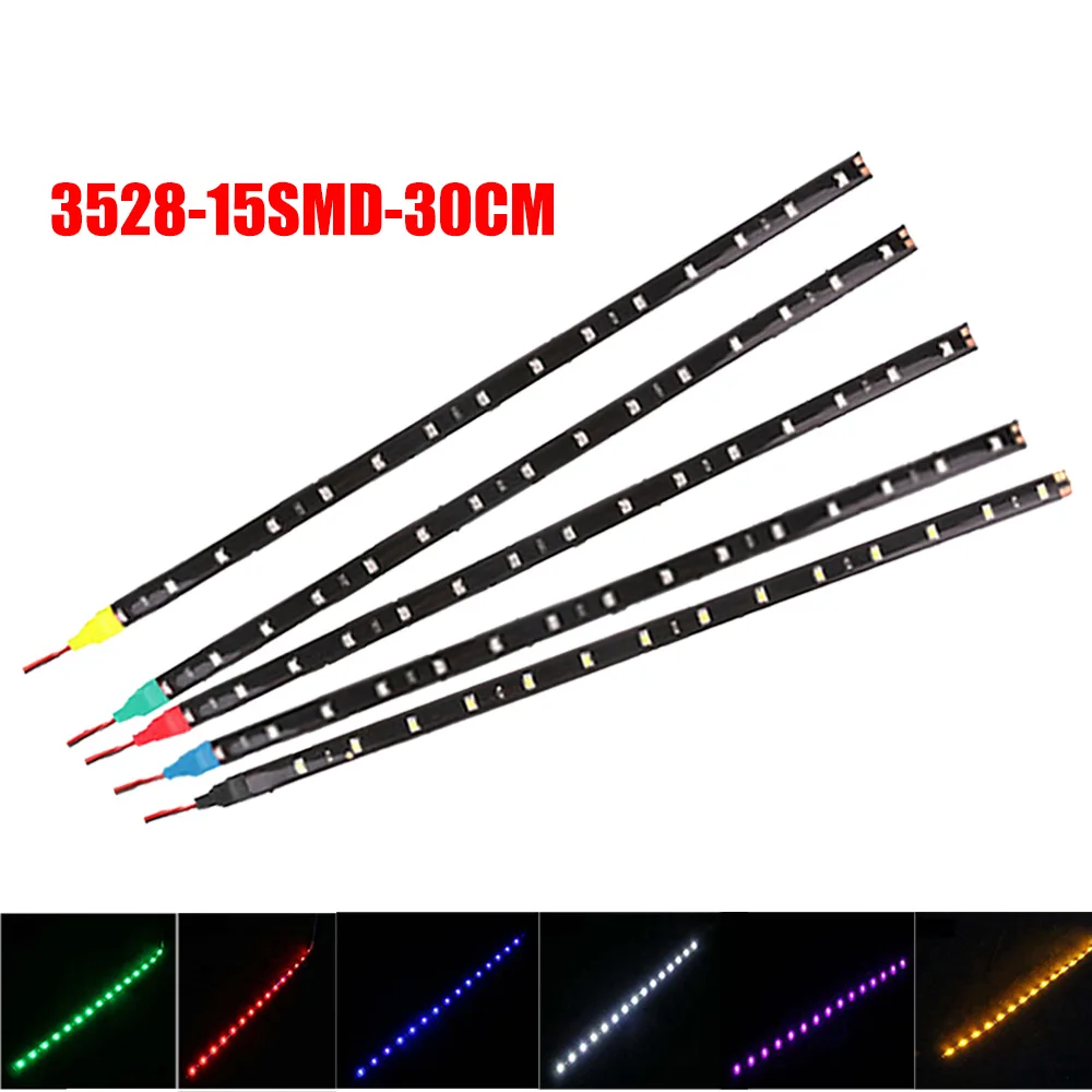 

Y 10X Car Strip Light 15LED Motorcycle Flexible Bar 30CM 3528 SMD Under Tube Underglow Underbody Boat Atmosphere Decorative Lamp