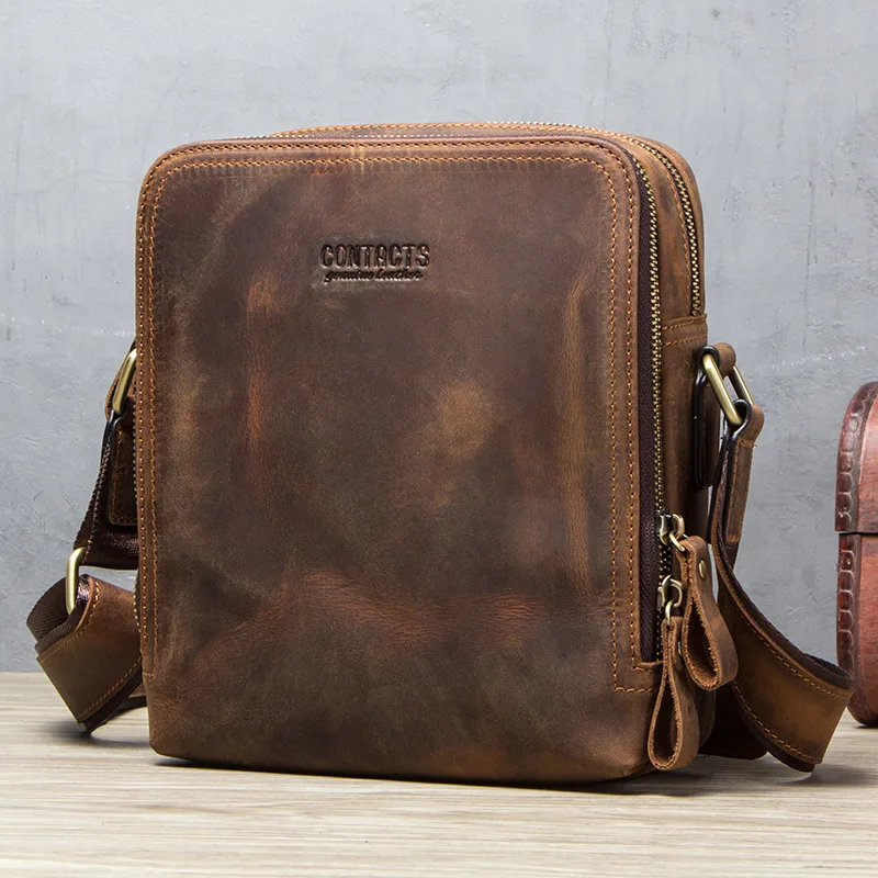 Imagem -06 - Bolsa Mensageiro de Couro Genuíno para Homens Bolsas de Ombro Vintage Bolsa Crossbody Masculino 79 Ipad Mini Alta Qualidade Novo 2023