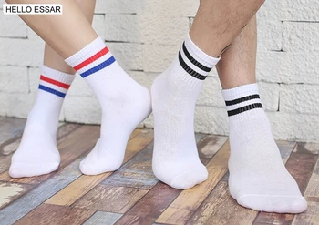 Chaud blanc rayé chaussettes coton Couple heureux chaussettes Harajuku rue marée décontracté coton compression hommes femmes chaussette 21006