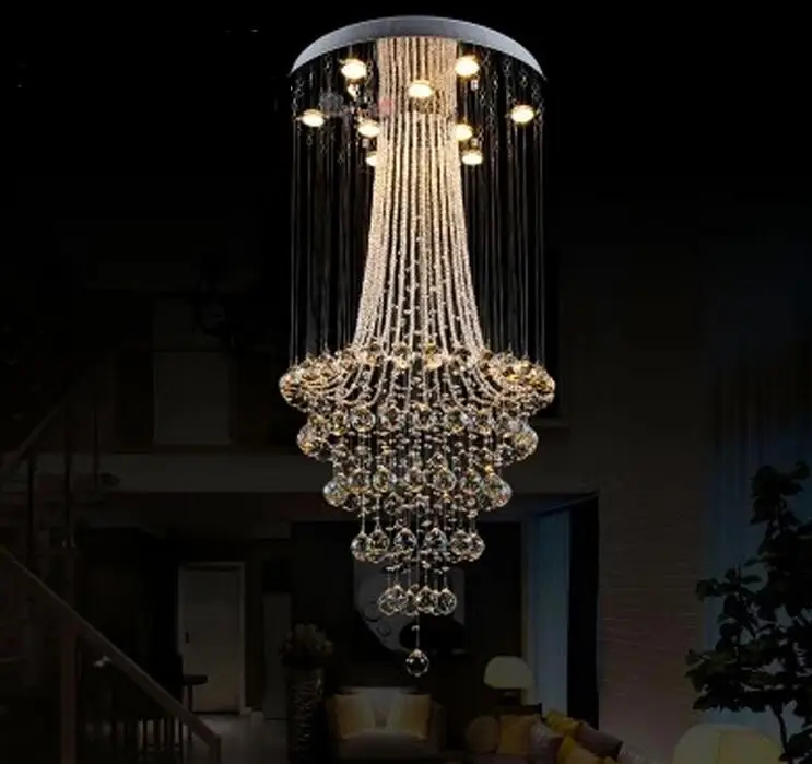 

simple modern Double staircase long villa staircase chandelier living room restaurant crystal chandelier hall lamp SJ14 ya74