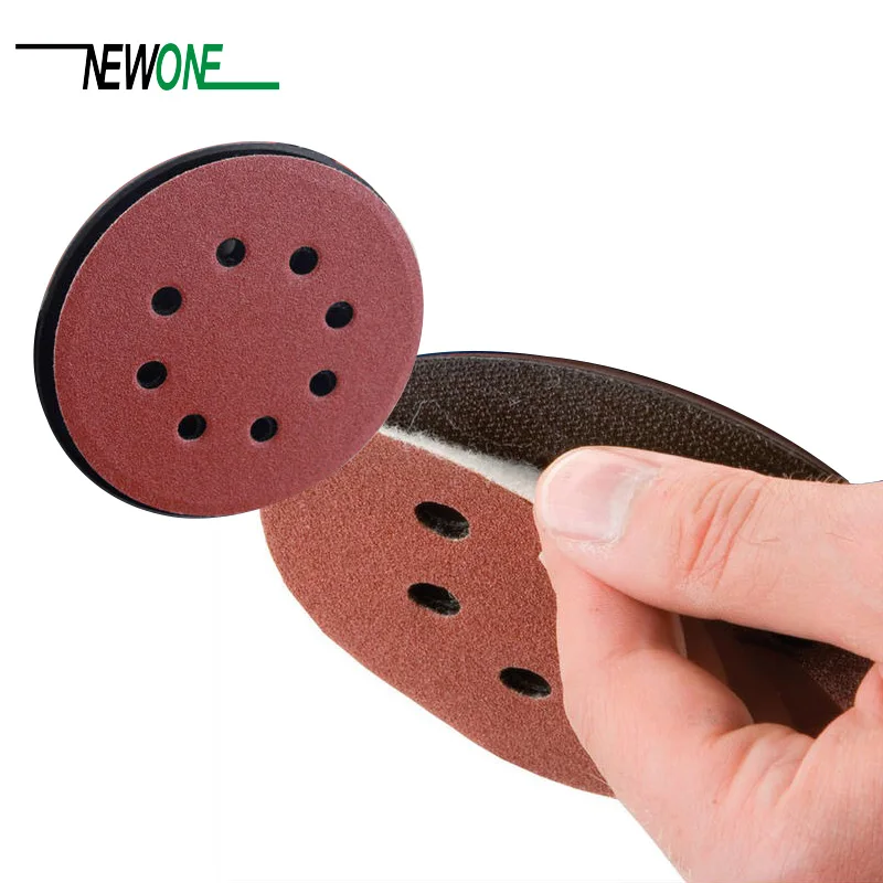 100pcs 125mm Hook & Loop Abrasive Sand Paper 5 inch red Sanding Disc with 8 holes Grits 40~3000 available Sandpaper