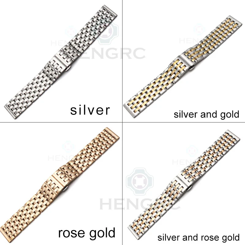 Watch Band Strap Stainless Steel 20mm 22mm Men Women Straight End Bracelet Silver Rose Gold Watchband Clasp Accessories