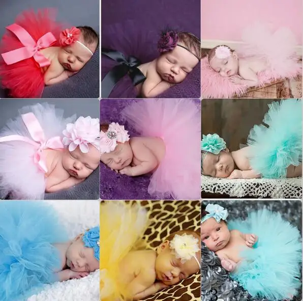 30 styles Baby hair accessories Pettiskirt Newborn Photography Props Infant Costume Outfit Princess Tutu Skirt Matching Headband