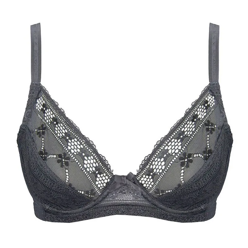 5Colors Sexy Lace Unlined Bra Breathable Fashion Lighly Underwire Strappy Underwear Women 36B 38C 40B 40C 42C 44B