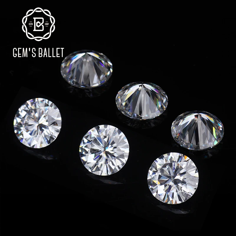 

GEM'S BALLET 0.8Ct 6.0mm Round Moissanite D Color VVS Clarity Hearts and Arrows Cut Lab Grown Loose Gemstone for Jewelry Making