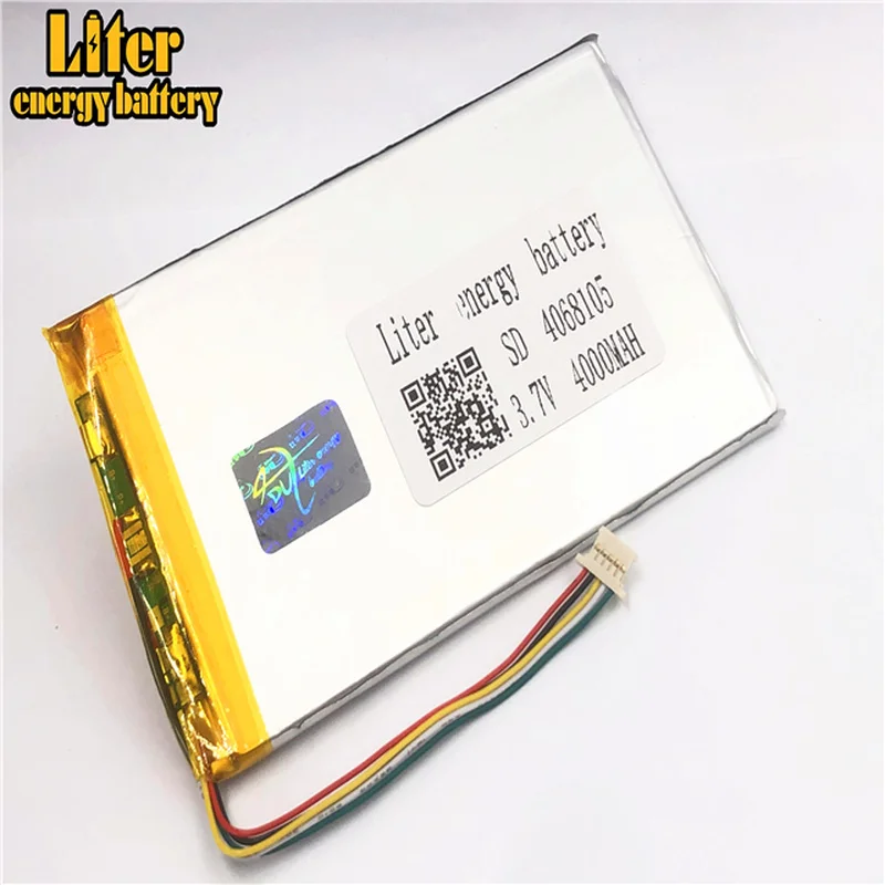 1.0MM 5pin connector 4068105 4070105 Tablet PC 3.7v 4000mah lipo battery in rechargeable Batteries with full capacity