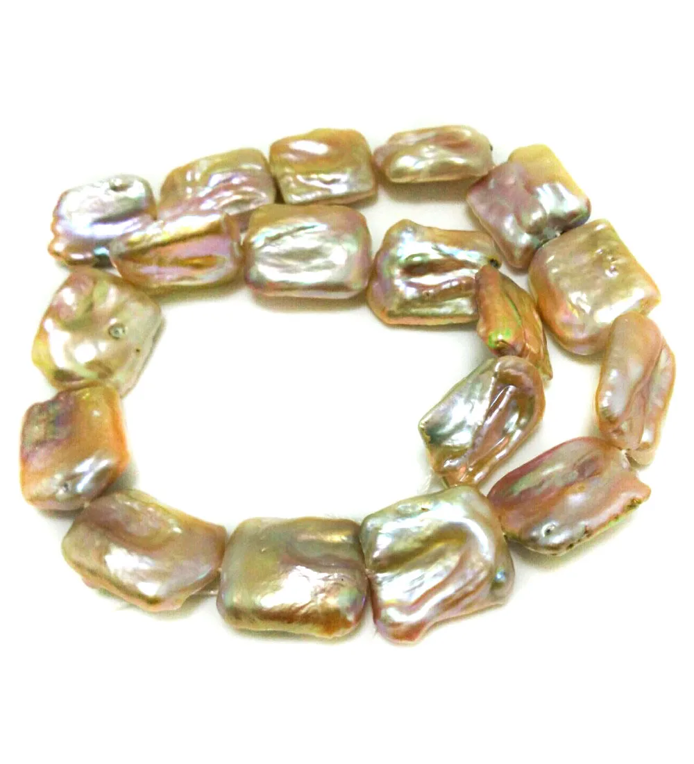 16 inches 20x25mm Natural White Flat Square Large Baroque Pearl Loose Strand