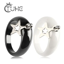 316 Stainless Steel Star Rings for Women Vintage Wedding Ceramic Ring  Midi Finger Anillos Mujer Irregular Personality Jewelry