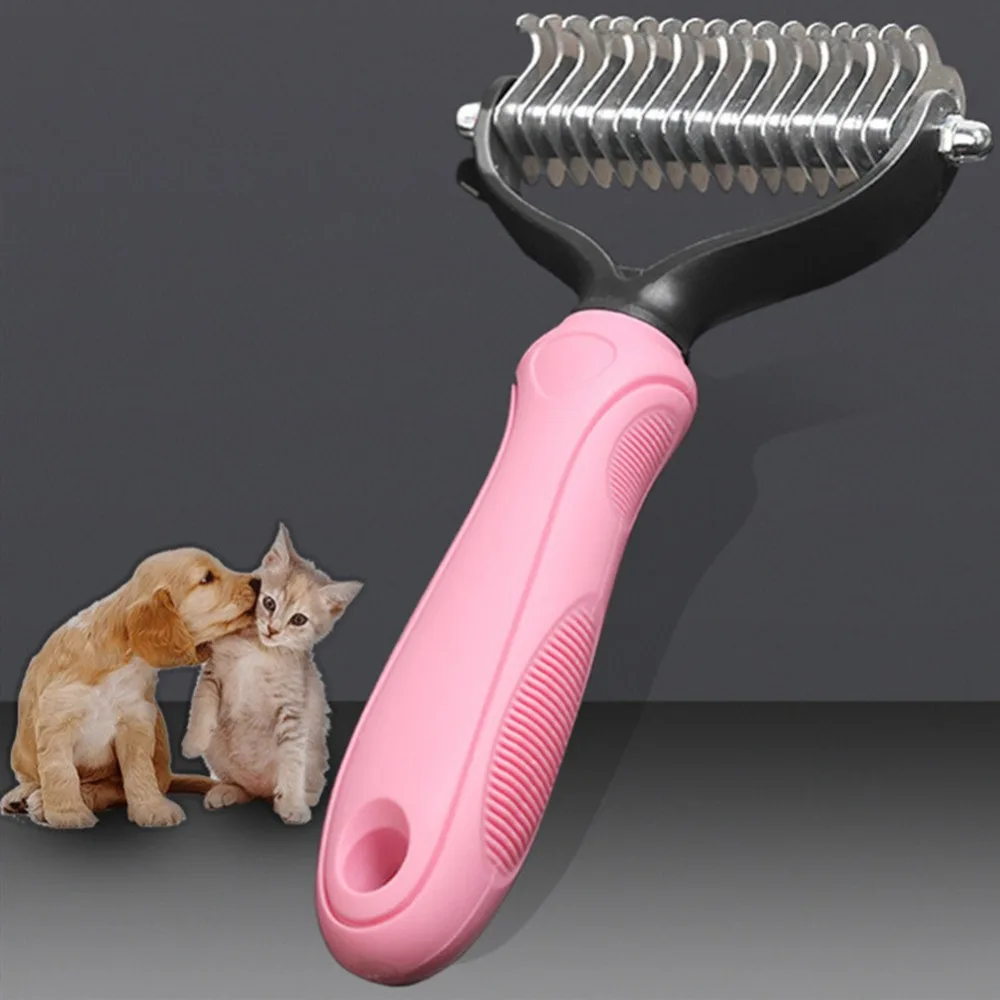 

Pet Hair Removal Comb for Dogs Cat Detangler Fur Trimming Dematting Deshedding Brush Grooming Tool For matted Long Hair Curly