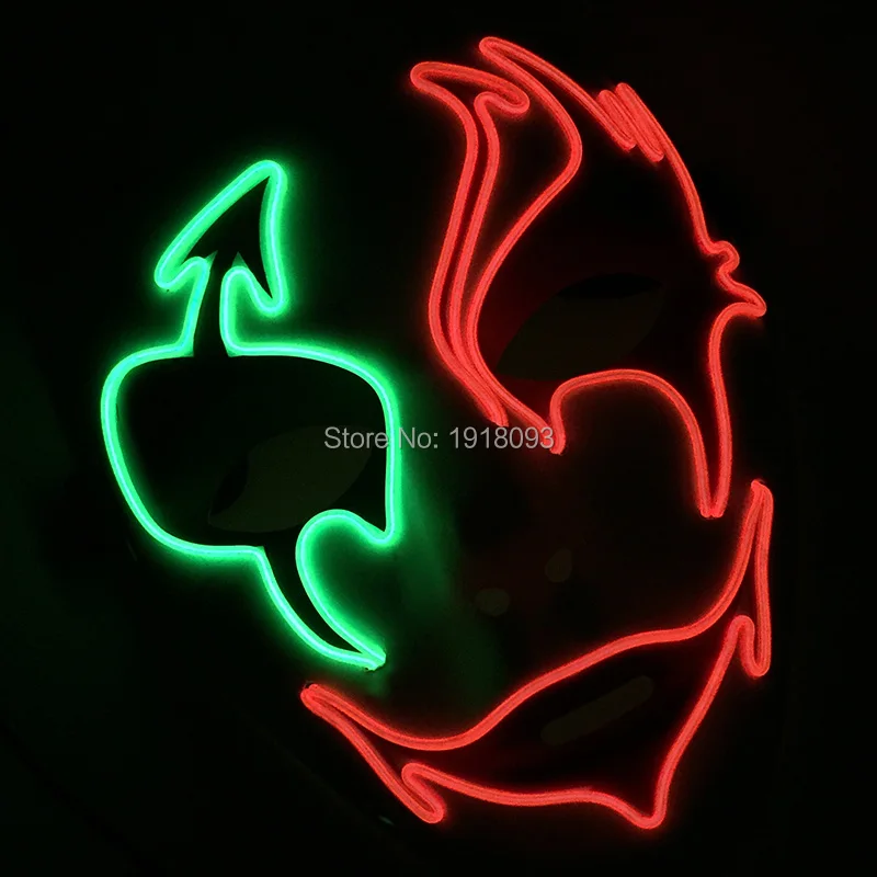 

DC-3V Steady on Inverter 7 Styles EL Wire LED Glowing light up Mask For Wedding Party Holiday decoration Glowing Product