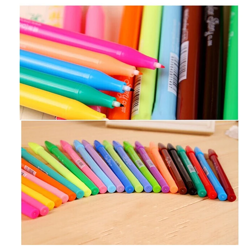 24 Colors Fluorescent Color Pencil Watercolor Pen Color Neutral Pen Hook Pen School Supplies Promotional Highlighter for School