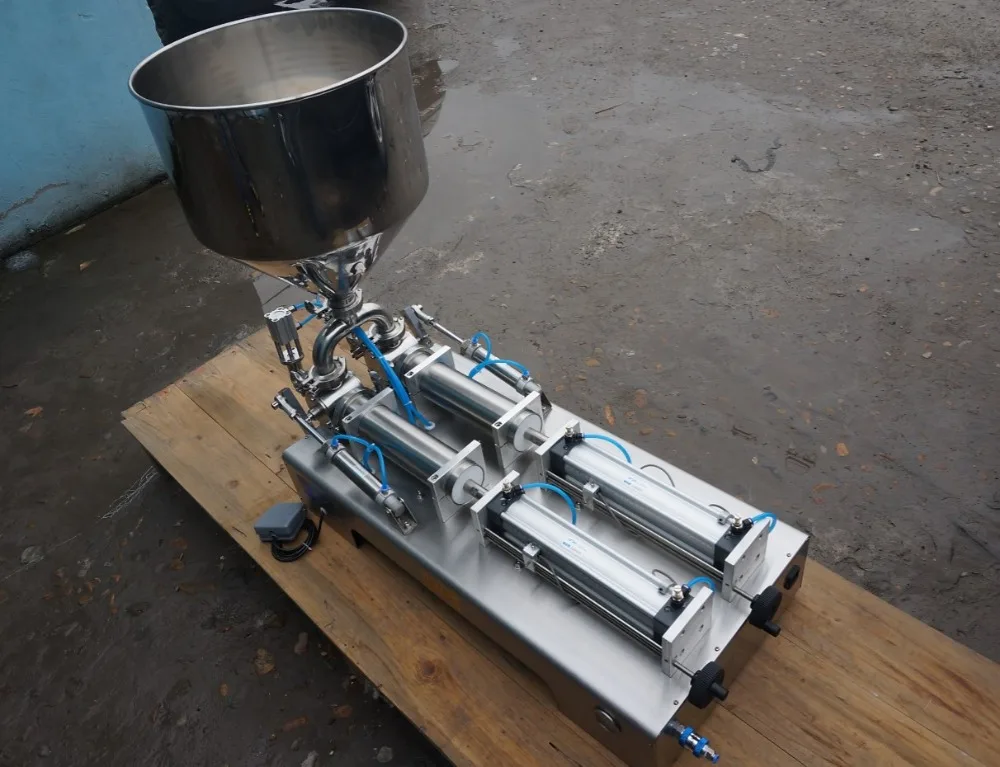 Food filling machine Double nozzle Paste large hopper Rotary Valve range 100-1000ml quantitative filling and  package equipment