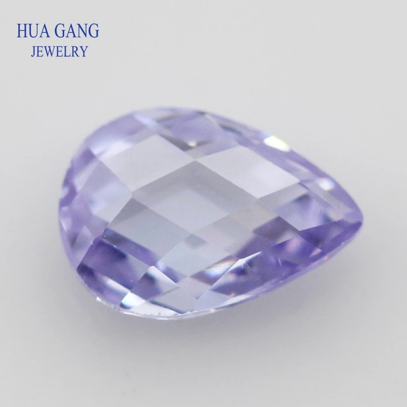 Lavender CZ Stone Pear Shape Double CheckerBoard Synthetic Gems Cubic Zirconia For Jewelry 3x5~10x14mm Wholesale