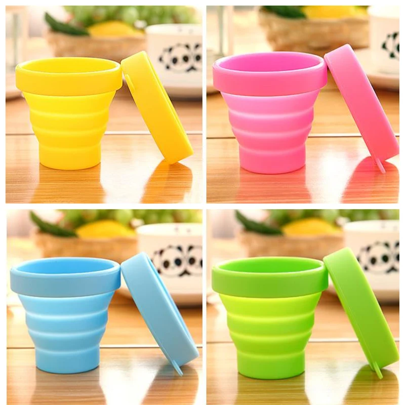 

300pcs/lot foldable silicone sup outdoor camping travel folding cup Telescopic Collapsible Retractable drinking cup F20173552